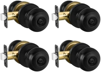 Haidms 4 Pack Matte Black Door Knobs Interior Privacy, Black Interior Door Knobs for Bedroom or Bathroom Classic Round Doorknobs Hardware