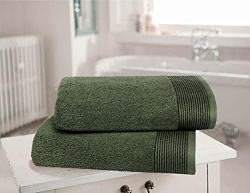 Belizzi Home Ultra Soft 2 Pack Oversized Bath Towel Set 28x55 inches, 100% Cotton Large Bath Towels, Ultra Absorbant Compact Quickdry & Lightweight Towel, Ideal for Gym Travel Camp Pool - Olive Green