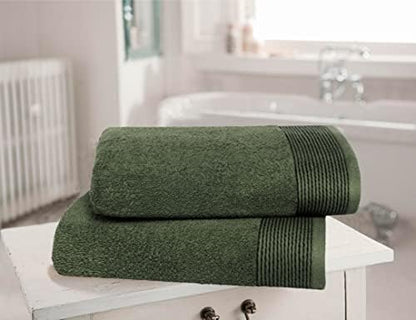 Belizzi Home Ultra Soft 2 Pack Oversized Bath Towel Set 28x55 inches, 100% Cotton Large Bath Towels, Ultra Absorbant Compact Quickdry & Lightweight Towel, Ideal for Gym Travel Camp Pool - Olive Green