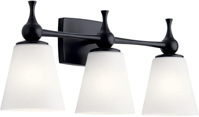Kichler Cosabella 24 Inch 3 Light Vanity Light with Satin Etched Case Opal in Black