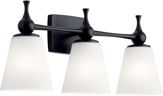 Kichler Cosabella 24 Inch 3 Light Vanity Light with Satin Etched Case Opal in Black