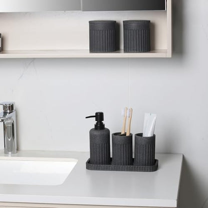 INIUNIK Bathroom Accessory Set, 6 Pieces, Dark Grey