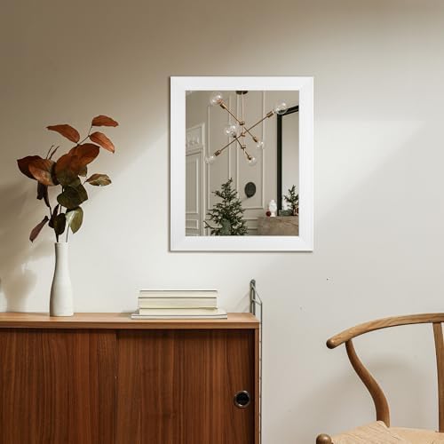 Ruomeng Rectangular Wall Mirror 16" x 20" Framed Mirror for Bathroom White
