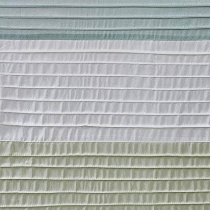 Madison Park Amherst Bathroom Shower Curtain Faux Silk Pieced Striped Modern Microfiber Bath Curtains, 72x72 Inches, Green
