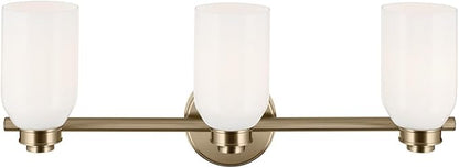 Kichler Shae 24.25" 3-Light Vanity Light with White Opal Glass in Champagne Bronze, for Bathroom Vanity, Powder Room, Over a Mirror, (24.25" W x 9" H), 55202CPZ