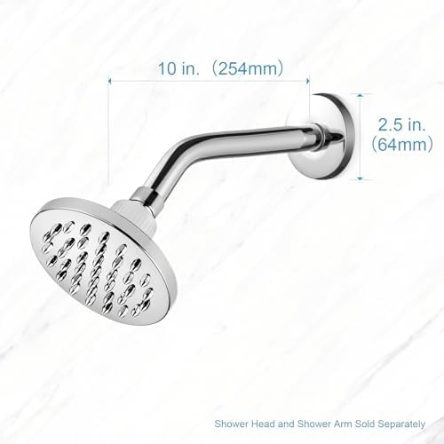 OFFO Shower Arm with Flange, 10 in Wall Mount Replacement Angle Shower Head Arm Wall-Mounted For Fixed Shower Head & Handheld Showerhead, Chrome
