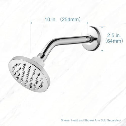 OFFO Shower Arm with Flange, 10 in Wall Mount Replacement Angle Shower Head Arm Wall-Mounted For Fixed Shower Head & Handheld Showerhead, Chrome