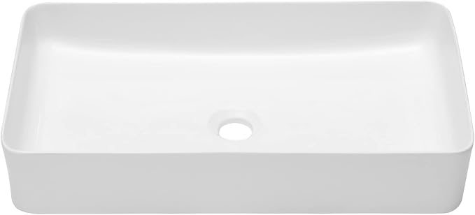 24 Inch Rectangular Bathroom Sink White Above Counter | 24"x14" Large Bathroom Sink Modern White Porcelain Ceramic Above Counter Vanity Sink Countertop Vessel Sink Art Basin