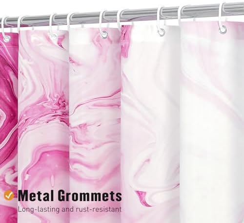 Pink Marble Fabric Shower Curtain, Abstract Watercolor, 72 x 72 Inches