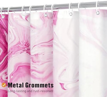 Pink Marble Fabric Shower Curtain, Abstract Watercolor, 72 x 72 Inches