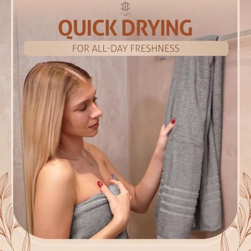 CORE 4-Piece Cotton Bath Towels for Bathroom | Value Pack, Soft, Absorbent, Quick-Dry, Lightweight, Minimalist, 27x54 in, Steel Grey