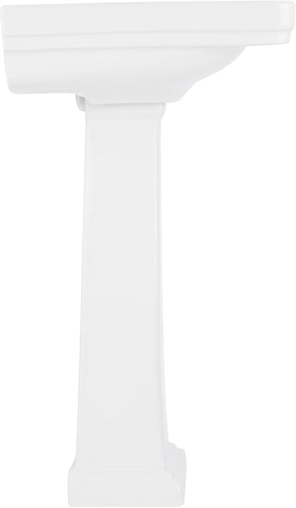 Signature Hardware Key West 24" Porcelain Pedestal Sink | Includes - Porcelain Base and 3 Faucet Holes at 8" Centers - White