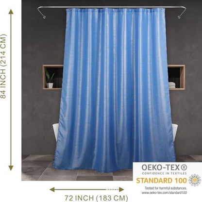 Sky Blue Glitter Shower Curtain: Waterproof Washable Quick Dry, 84Lx72W