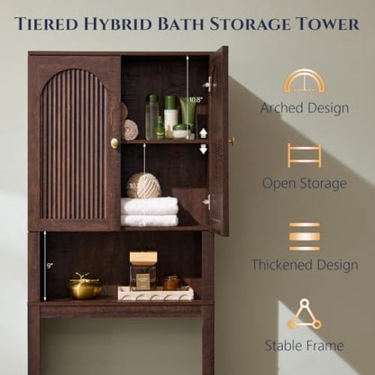 72" Over The Toilet Storage Cabinet, Wooden Bathroom Storage Cabinet, Brown
