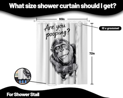 Funny Monkey Shower Curtain Silly Gorilla, 60x72 Inchs