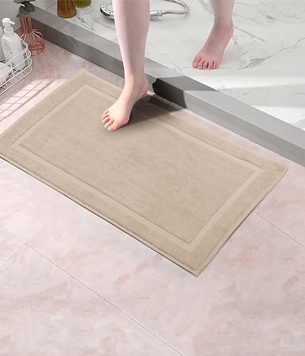 COTTON CRAFT Bath Mats - 2 Pack Step Out Tub Shower Floor Mat -21x30- Linen
