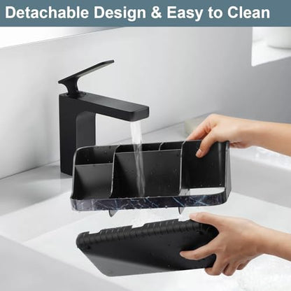 GFWARE Marble Black Toothbrush Holder for Bathrooms, Bathroom Sink Storage