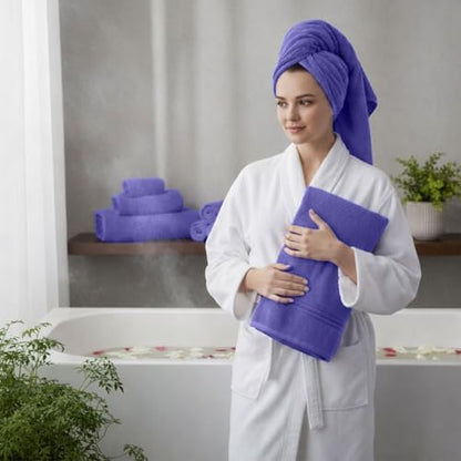 8 Piece Bath Towels for Bathroom - 100% Cotton, Soft Absorbent Bathroom Towels Set - 2 Extra Large Bath Towels, 2 Hand Towels & 4 Washcloths - Hotel Spa Thick Plush Towel, Purple