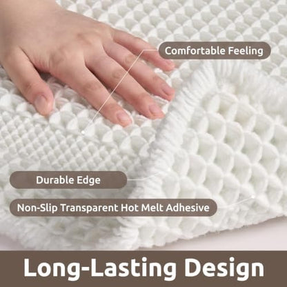 AMOAMI Waffle Bath Mat, Absorbent Bathroom Rugs Non Slip 17''x24'' White