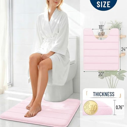 OLANLY Memory Foam Toilet Rugs U Shaped 24x20, Super Soft and Absorbent