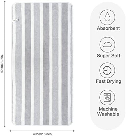 KinHwa Gray Hand Towels for Bathroom, Microfiber, 16x30 Inch, 4 Pack