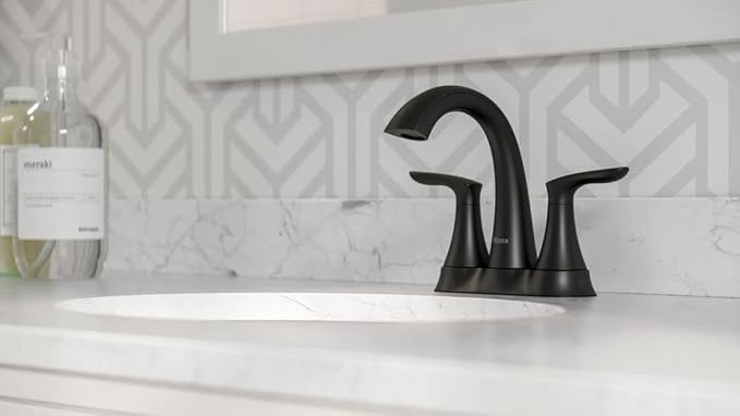 Pfister Weller Bathroom Sink Faucet, 4-Inch Centerset, 2-Handle, 3-Hole, Matte Black Finish, LG48WRPB