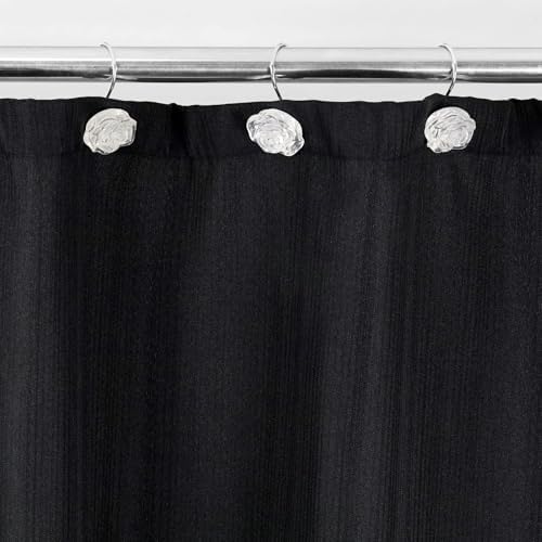 Clear Rose Shower Curtain Hooks: Cute Flower Bathroom Curtain Rings, 12Pcs