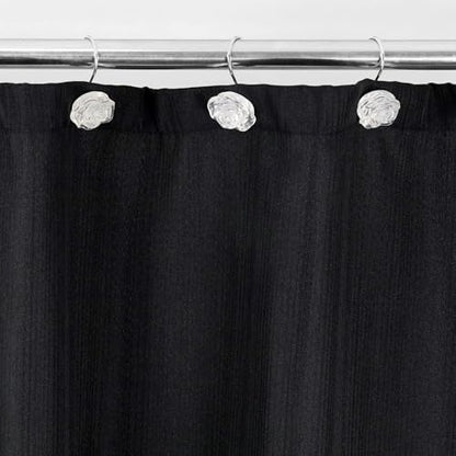 Clear Rose Shower Curtain Hooks: Cute Flower Bathroom Curtain Rings, 12Pcs