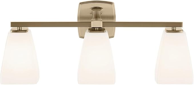 Kichler Marant 21.25" 3-Light Vanity Light with Opal Glass in Champagne Bronze, for Bathroom, Powder Room, Over a Mirror, (21.25" W x 9.5" H), 55216CPZ