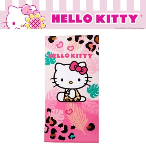 Franco Hello Kitty Kids Bath/Pool/Beach Soft Absorbent Cotton Terry Towel with Washcloth 2 Piece Set, 50 in x 25 in, (Officially Licensed Product) (Pack of 2)
