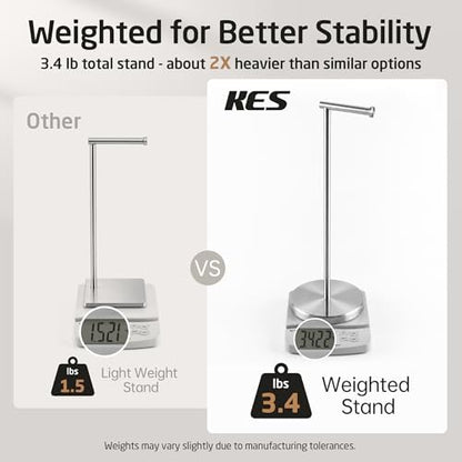 KES 26" Tall Toilet Paper Holder Stand with Weighted Base, Brushed Finish