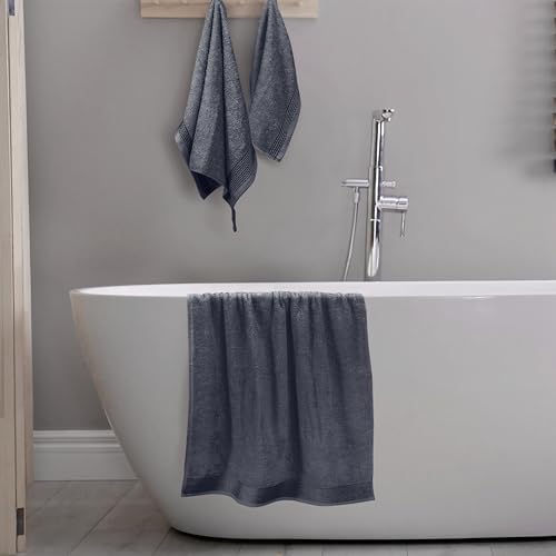 Belizzi Home Ultra Soft 3 Pack Cotton Towel Set, Contains a Bath Towel 28x55 inch, a Hand Towel 16x24 inch & a Wash Coth 12x12 inch, Ideal Everyday use, Compact & Lightweight -Charcoal Grey