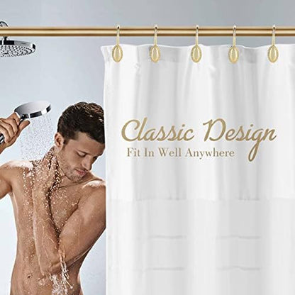 Gold Shower Curtain Hooks Rings, Zinc Alloy with Anti-Rust Coating