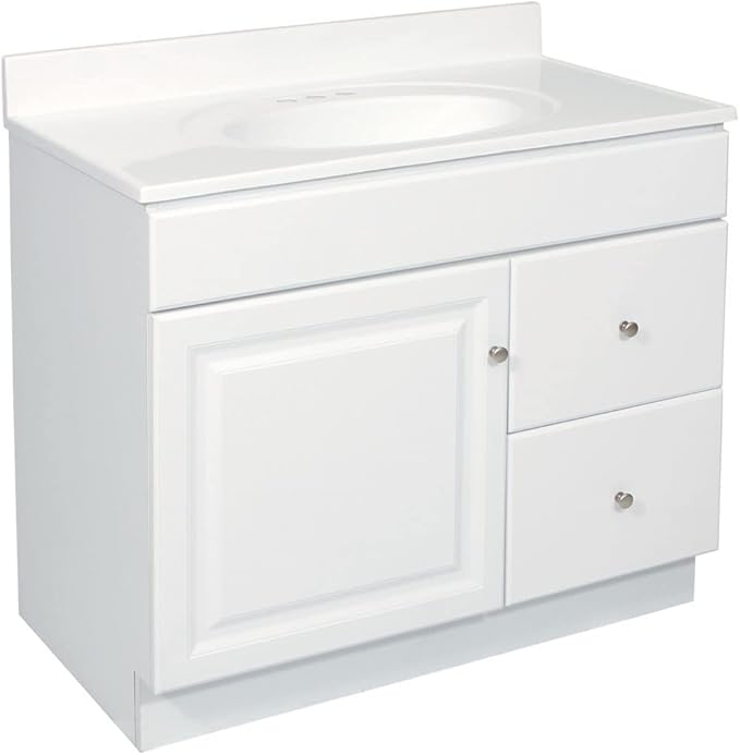 Design House Wyndham 36-Inch Bathroom Vanity Cabinet, Ready to Assemble, White, 597229