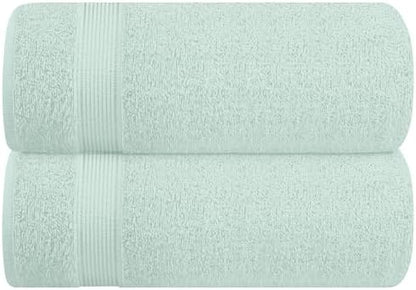 Belizzi Home Cotton 2 Pack Oversized Bath Sheet 35x70, Large Bath Sheet, Ultra Soft, Absorbent, Compact, Eco-Friendly, Recyclable, Quick Drying and Lightweight Towel - SEA Green