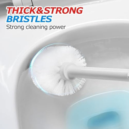 FORASTO 2Pack 2 in 1 Toilet Brush and Plunger Set,Clean Gloves, Extended Handle Plunger，Toilet Bowl Brush Plunger Set,Bathroom Cleaning Tools,Toilet Brush Plunger Combo,Cleaning Brush(Light Grey)