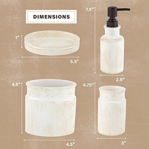 Creative Scents Rustic Luxe Beige 4 Piece Bathroom Accessories Set