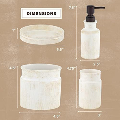 Creative Scents Rustic Luxe Beige 4 Piece Bathroom Accessories Set