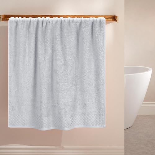 MyOwn Ultra Soft 2 Pack Oversized Bath Towel Set 28x55 inches, Cotton Large Bath Towels, Highly Absorbant Compact Quickdry & Lightweight Towel, Ideal for Gym Travel Camp Pool - Light Grey
