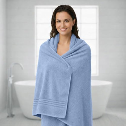 Light Blue Bath Towels for Bathroom – 100% Cotton, Thick, Soft, Luxury Bath Towels Set with 2 Extra Large Bath, 2 Hand, and 4 Washcloths – Plush, Absorbent, and Hotel-Quality Towels for Bathroom & Spa