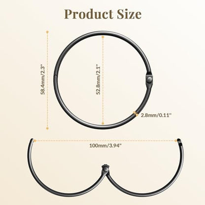 Bathway Shower Curtain Rings, Bathway Shower Curtain Hooks, Black Shower Curtain Rings Rust Proof, Anti-Drop Shower Rings for Curtain, Shower Hooks for Shower Curtain Rod Bathroom Curtain Rings