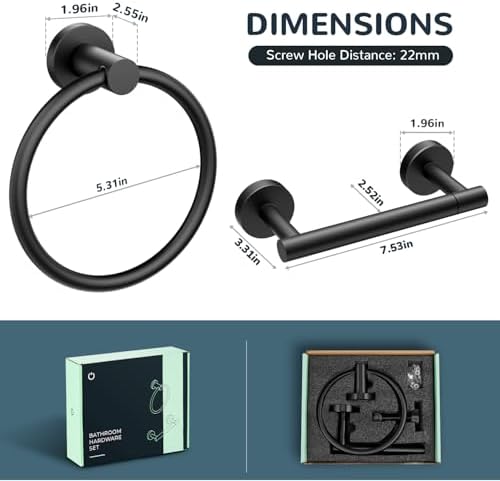 FORIOUS Toilet Paper Holder and Towel Ring Set, Bathroom Accessories Set
