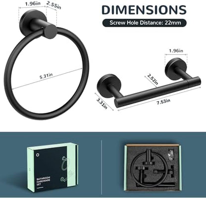 FORIOUS Toilet Paper Holder and Towel Ring Set, Bathroom Accessories Set