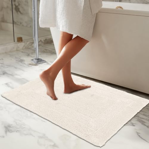 COTTON CRAFT Bath Rugs - 2 Pack Large 20x30 Soft Plush Bath Mats - Ivory