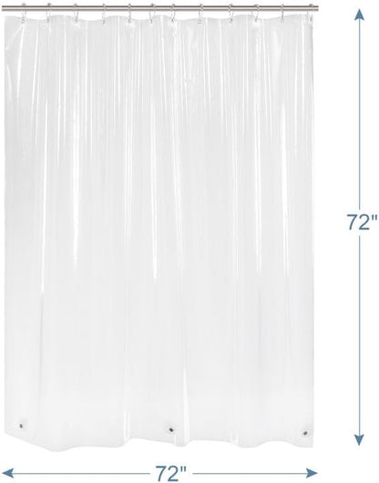 Plastic Shower Curtain Liner with Magnets, 72x72 Clear Shower Liner Medium Weight Waterproof Inside Shower Curtains Liner for Bathroom with Rustproof Grommet