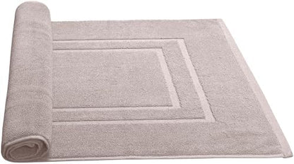 Feather & Stitch 2 Piece Towel Like Bath Mats (30x21 Inch) 100% Cotton Terry Bath Mats, Bathroom Shower Floor Mats [NOT A Bathroom Rug], Soft Absorbent Washable Mats- Taupe
