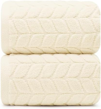 Alusa Home Ultra Soft & Stylish 700 GSM Luxury Bath Sheets | Pack of 2 | Extra Large 35x70 Inches | 100% Zero-Twist, Long-Staple Cotton | Remarkably Absorbent (Papyrus)