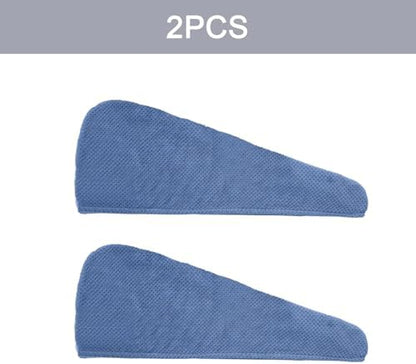 MaopaoBeauty 2 Pack Microfiber Hair Towel Wrap for Women Super Absorbent Quick Dry Hair Turban for Drying Curly, Long Thick Hair, Blue
