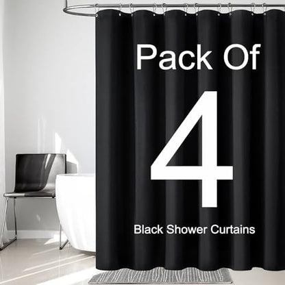 LLSCL 4 Pack Fabric Shower Curtain Liner with Magnets, Shower Curtain with Rustproof Metal Gromments and Waterproof Hotel Quality, 72 x 72 Machine Washable
