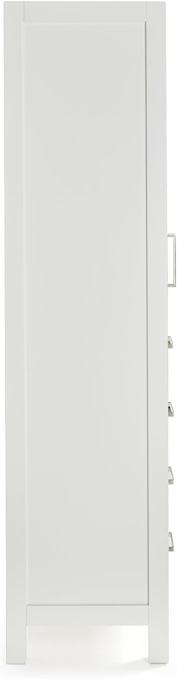ARIEL Cambridge Bathroom Storage Cabinet - Solid Hevea Wood and Fully Assembled for Long-Lasting Durability and Sophisticated Finish, Freestanding Linen Bathroom Cabinet - 65”H x 20”W x 16”D, White